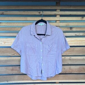 Madewell Mauve Button-Up Short Sleeve Shirt